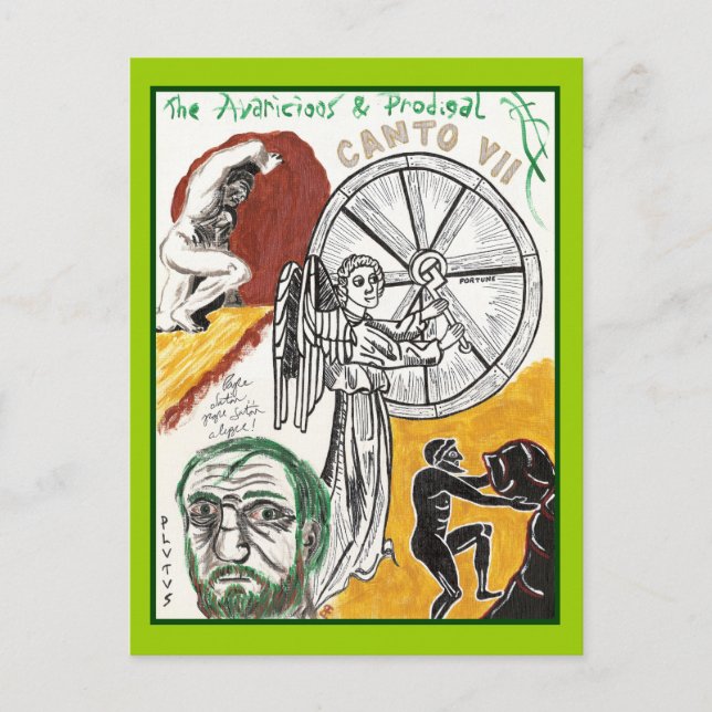 El infierno de Dante, postal del Canto VII (Anverso)