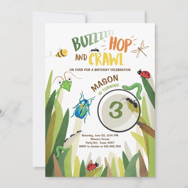 El insecto de la invitación del cumpleaños del (Anverso)