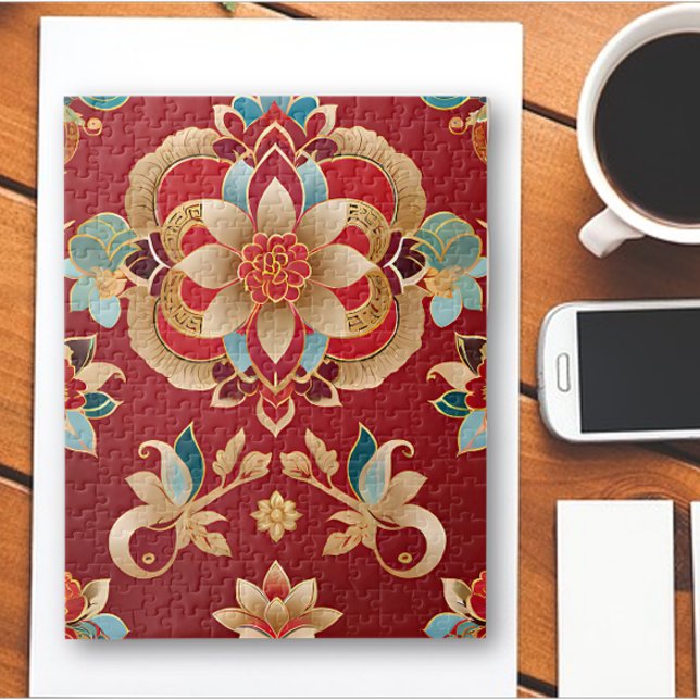 El intrincado rompecabezas floral chino tradiciona (Subido por el creador)