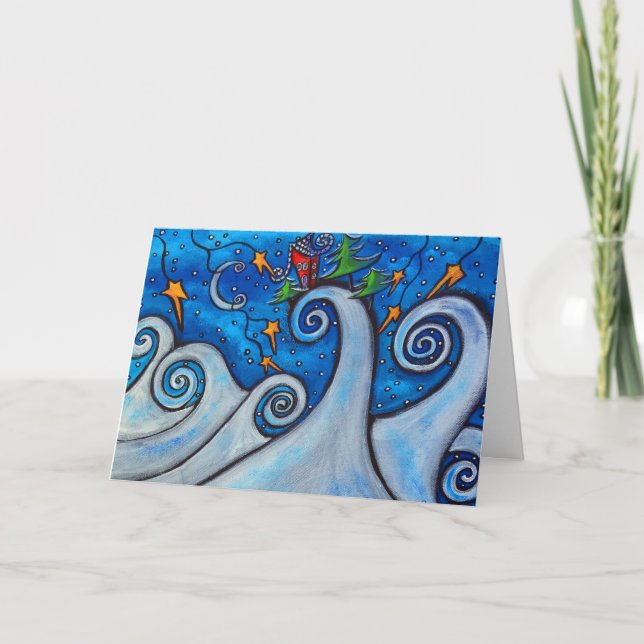 El invierno agita la tarjeta de Navidad (Anverso)