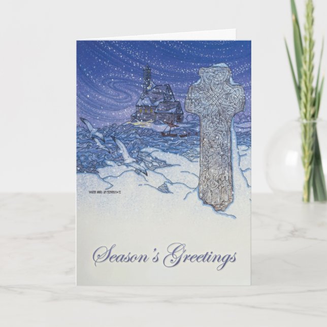 El invierno enrolla la tarjeta de Navidad (Anverso)