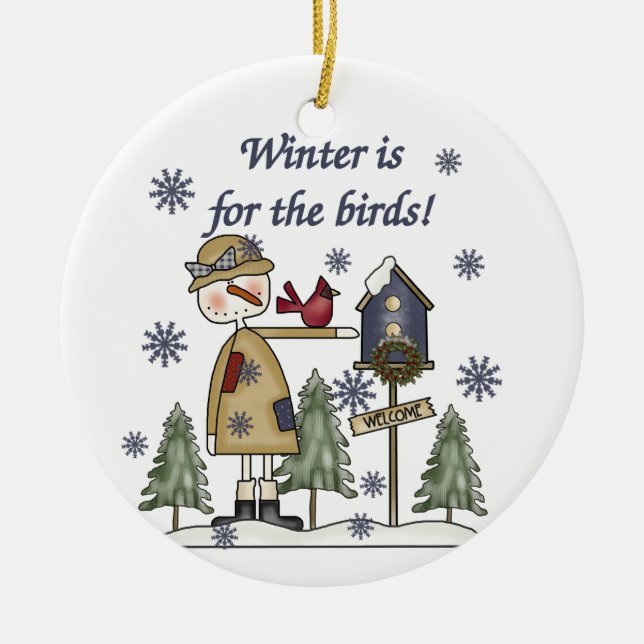 El invierno es el ornamento de Birds Keepsake (Frente)