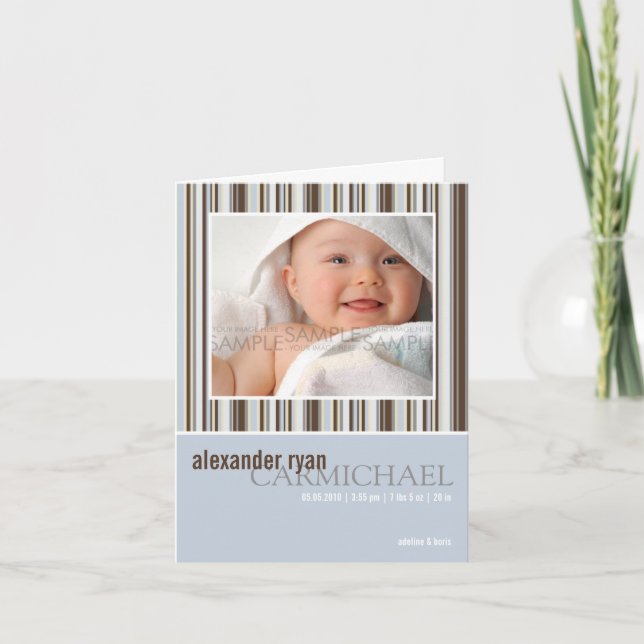 El invierno raya el azul • Invitación del bebé (Anverso)