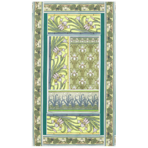El iris de Nouveau del arte florece el mantel