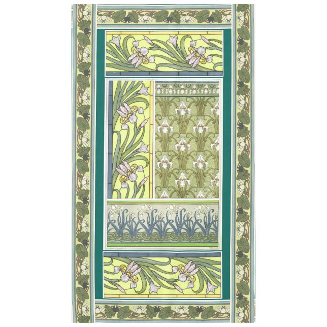 El iris de Nouveau del arte florece el mantel (Anverso)