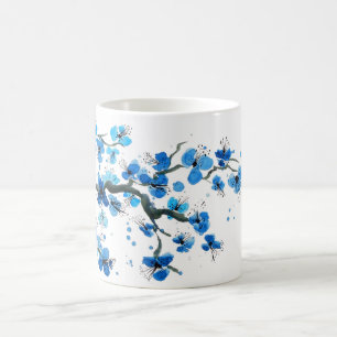 El japonés azul florece taza de café de la