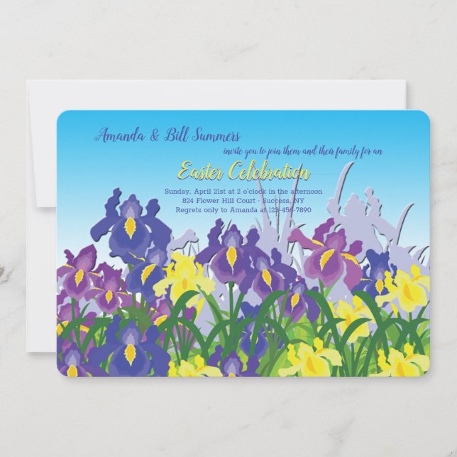 El jardín del iris florece la invitación (Anverso)