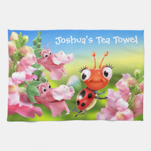 El jardín florido de la toalla de té Ladybug.