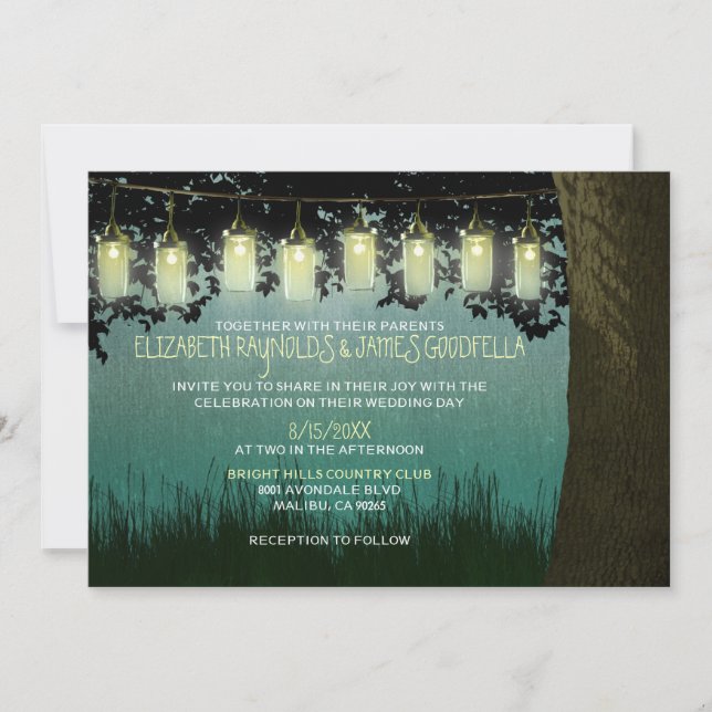 El jardín rústico enciende invitaciones de la boda (Anverso)