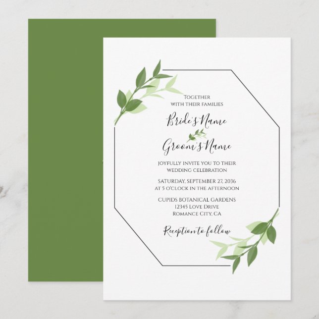El jardín verde deja invitaciones de matrimonio po (Anverso / Reverso)