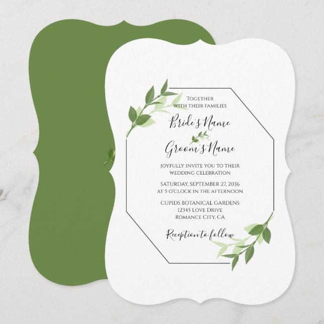 El jardín verde deja invitaciones de matrimonio po (Anverso / Reverso)