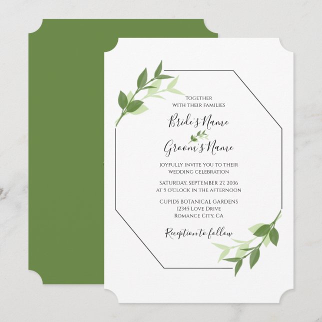 El jardín verde deja invitaciones de matrimonio po (Anverso / Reverso)