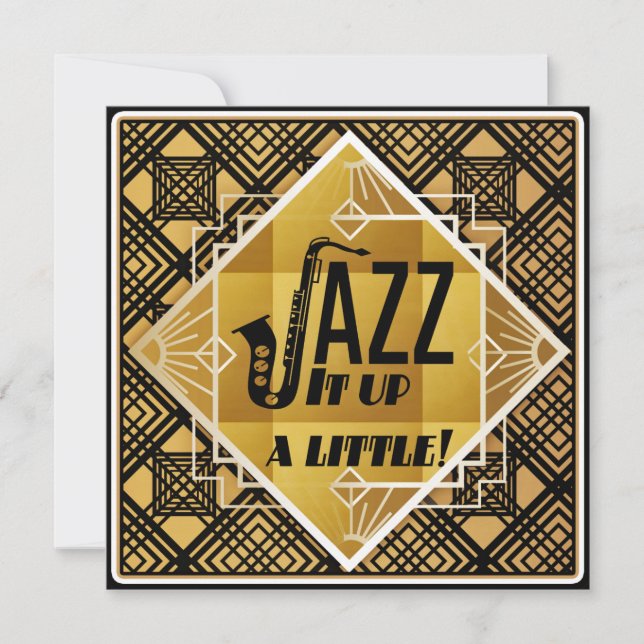 El jazz Art Deco aviva la invitación de Año Nuevo (Anverso)