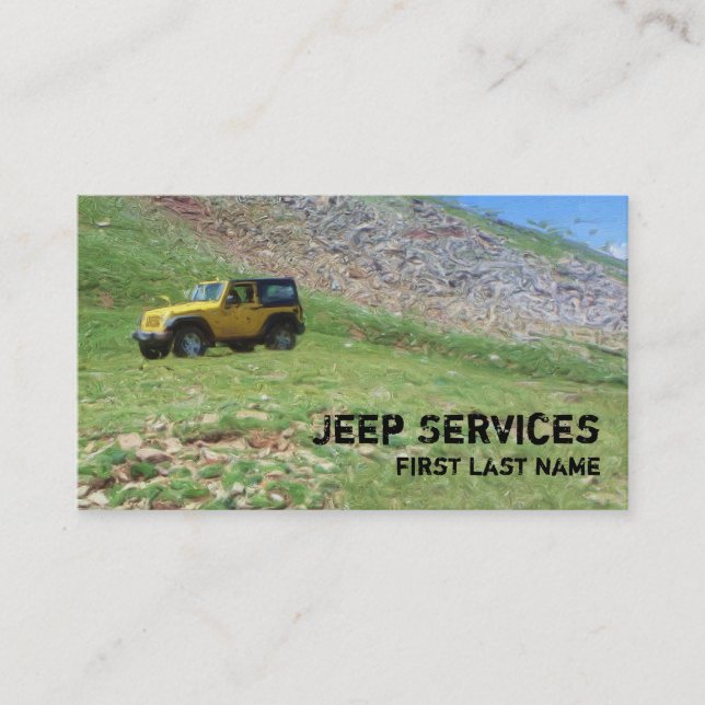 El jeep amarillo mantiene tarjetas de visita de la (Anverso)