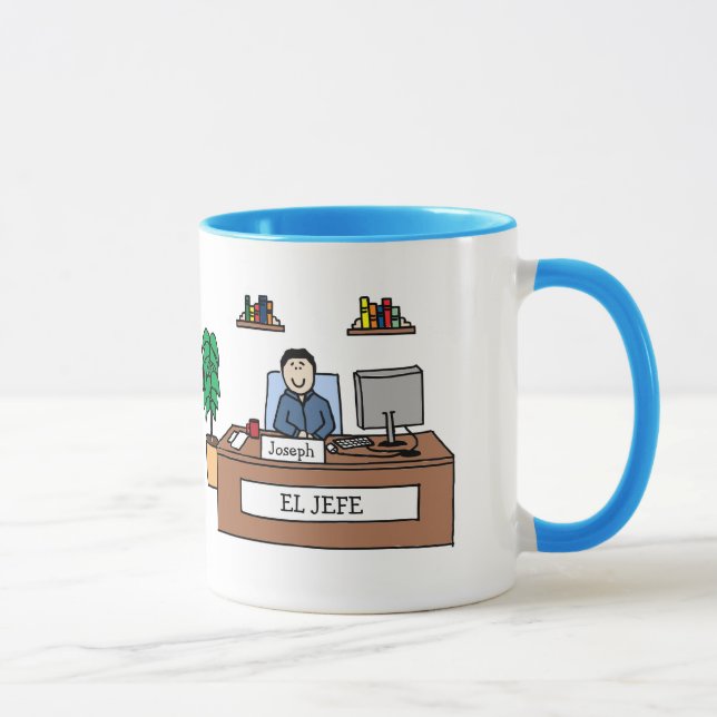 EL Jefe - taza personalizada del dibujo animado (Derecha)