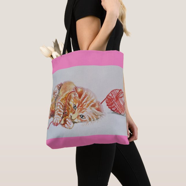 El jengibre Tabby juego de gatos rosados La bolsa  (Detalle)
