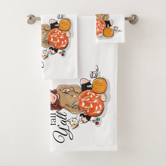 El juego de toallas de baño de otoño (In situ)