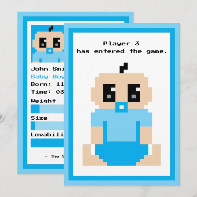 El Jugador 3 Entró En El Juego Invitación Baby Boy (Anverso / Reverso)