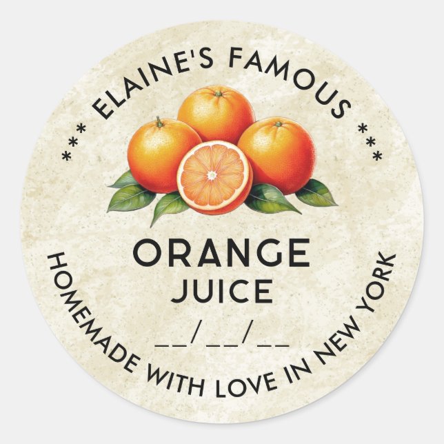 El jugo de naranja de época preserva al pegatina c (Anverso)