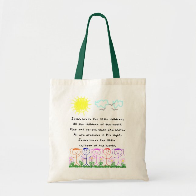 El KRW Jesús ama la bolsa de asas de los pequeños (Frente)
