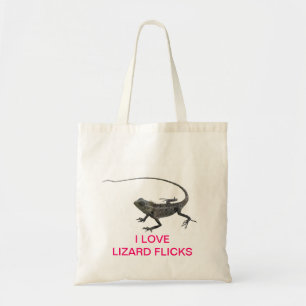 El lagarto chasquea la bolsa de asas
