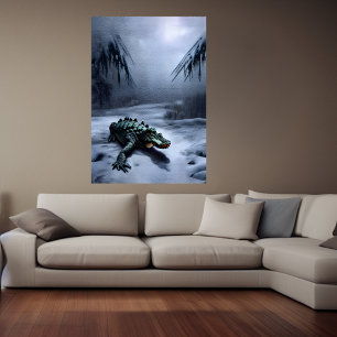 El lagarto en la nieve Poster de arte de IA