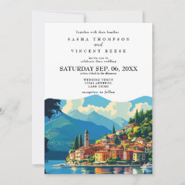 El lago Como Italia Invitación a la boda Retro
