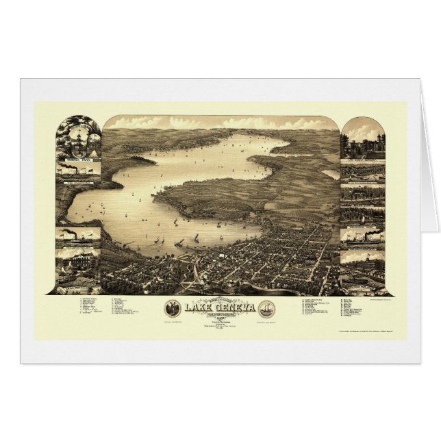 El lago Lemán, mapa panorámico de los WI - 1882 (Anverso (Horizontal))