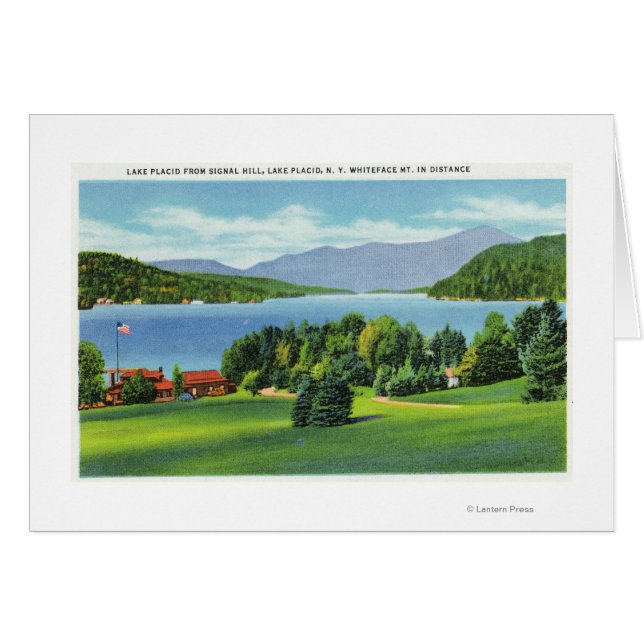 El lago Whiteface Mt a distancia (Anverso (Horizontal))