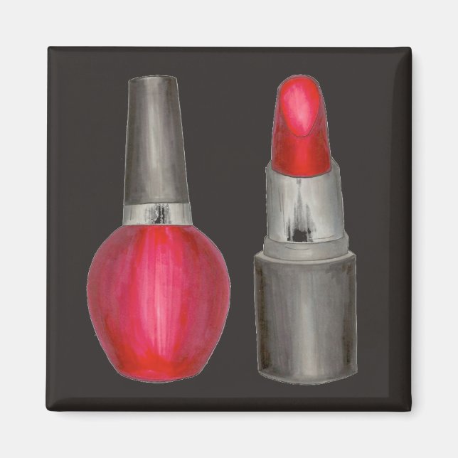 El lápiz labial rojo Nail Polaco maquillaje imán d (Frente)