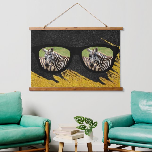 El león africano busca el tapiz colgante de cebra (Sala de estar)