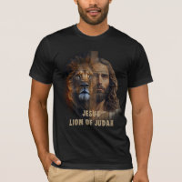 El León de Judá y la Cruz de Jesús Camiseta Negra