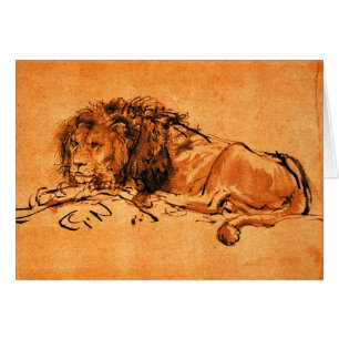 EL LEÓN DEL CAPE ACOSTADO, Naranja, Negro