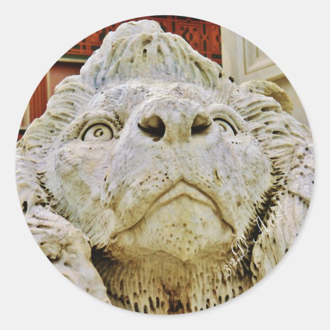 El león reservado de Massa, pegatina redondo, (Anverso)