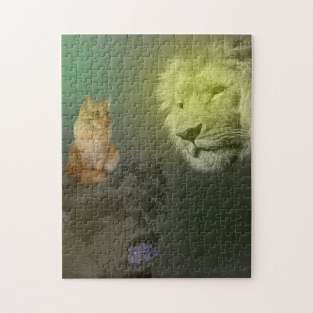 El León Y El Gato, El Rompecabezas De Jigsaw (Vertical)