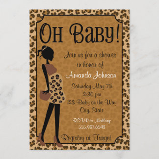 El leopardo elegante Mamá-a-es invitación de Baby