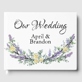 El libro de invitados Lavender Yellow Rose and Euc