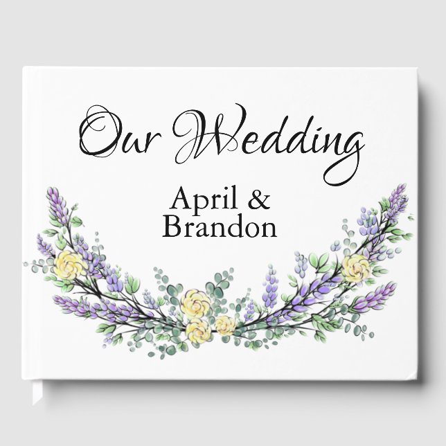 El libro de invitados Lavender Yellow Rose and Euc (Anverso)