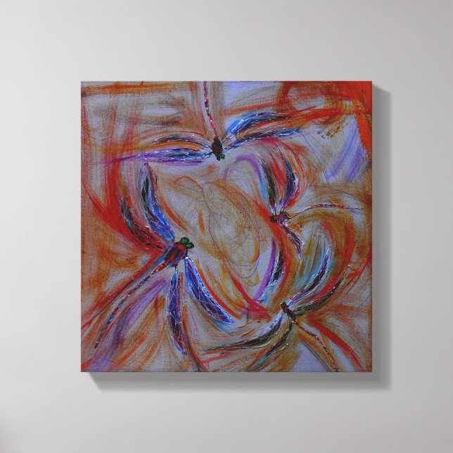 el lienzo abstracto de libélulas de reunión (Anverso)