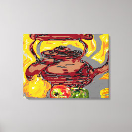 El lienzo envuelve la vida quieta : té con fruta