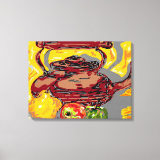 El lienzo envuelve la vida quieta : té con fruta