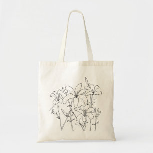 El lirio del dibujo de esquema florece bolsos de