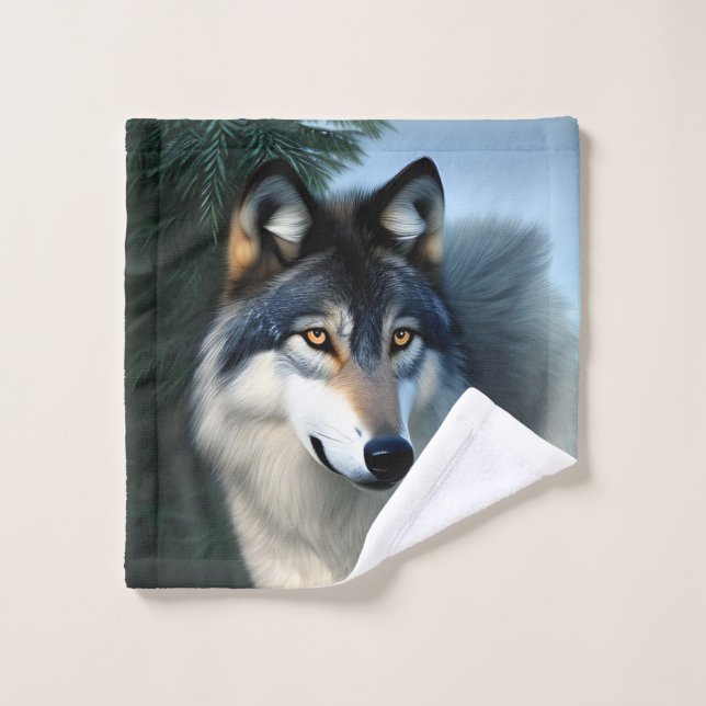 El lobo ártico, sin miedo, lava la tela (Toallita)