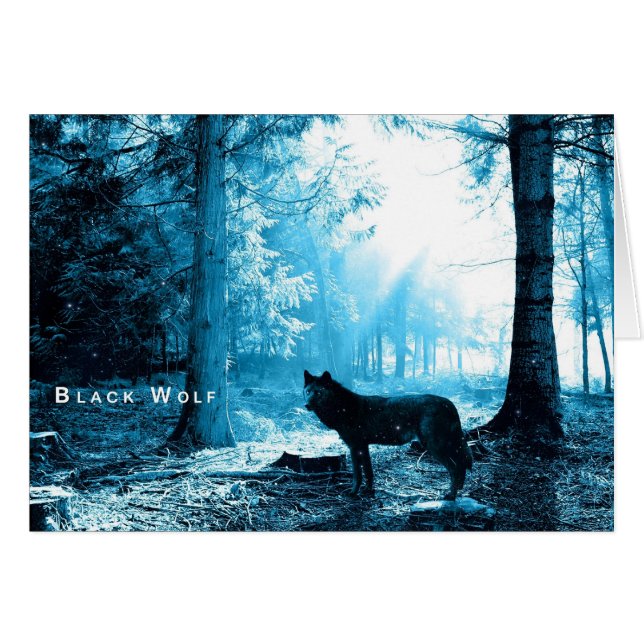 El lobo negro solo en el bosque (Anverso (Horizontal))