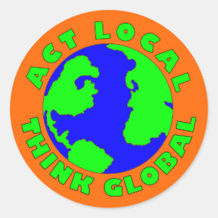 El Local del acto piensa al pegatina global