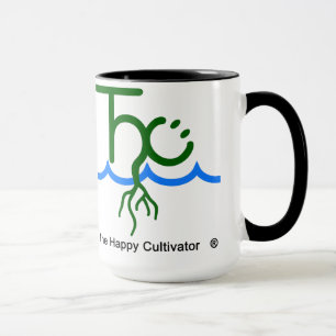 El logotipo feliz de la taza 2x del cultivador