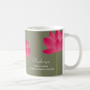 El loto rojo florece taza de café nupcial conocida