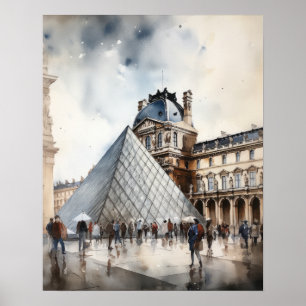 El Louvre París Francia Arte Impreso Póster Paisaj