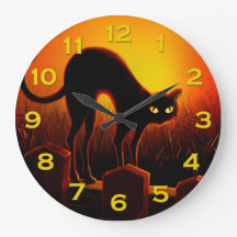 El mal Halloween Gato Negro Brillante Ojos Reloj d