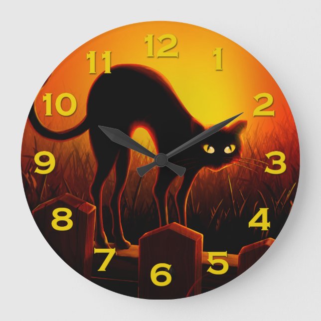 El mal Halloween Gato Negro Brillante Ojos Reloj d (Anverso)